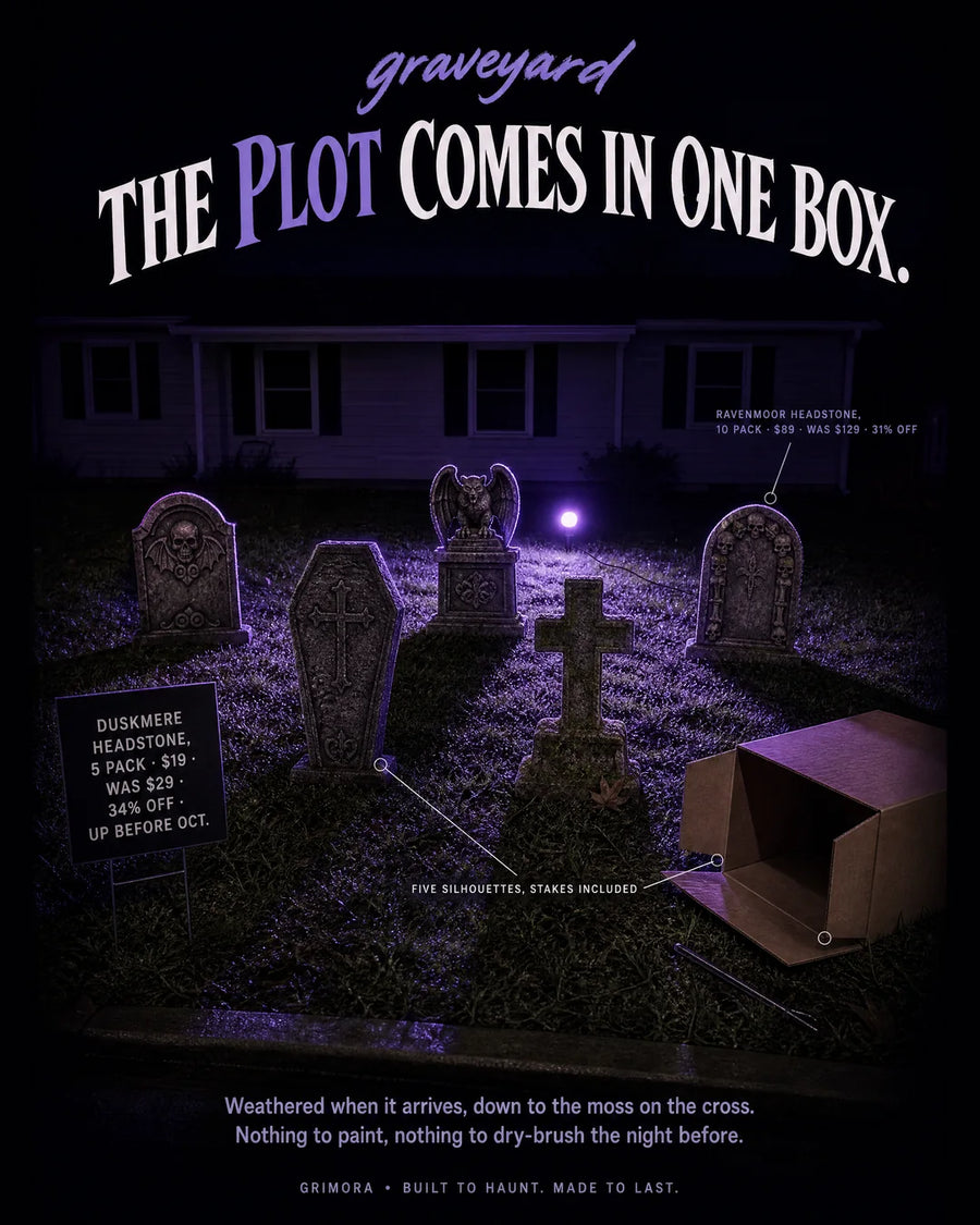 The plot comes in one box. Five stones, staggered in depth so they step back into the yard instead of lining up like a fence.