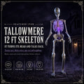 Featured item card: Tallowmere 12 ft giant skeleton lit violet in a night yard, with its four seals