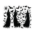 Nightfell Witch Window Silhouettes, studio packshot on white