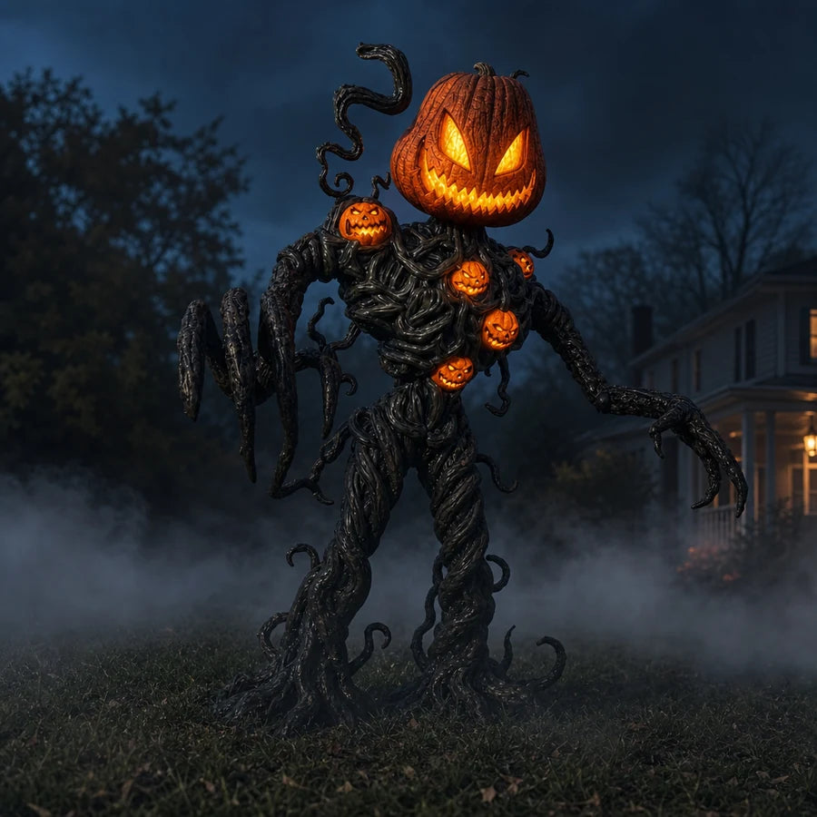 Standing in a foggy front yard at dusk, its glow the brightest thing on the lawn