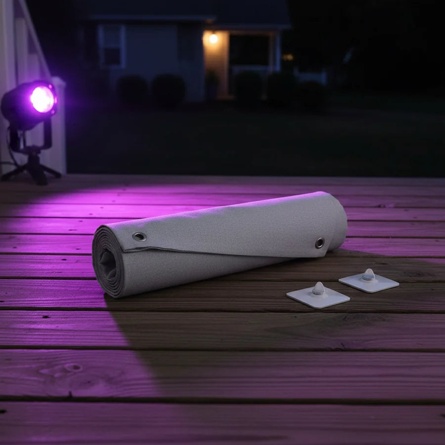 Ashgrave Door Cover, rolled on a porch at night